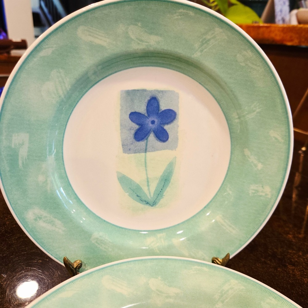 Pier 1 Salad Dessert Plates Angleterre Periwinkle Set of 5 Floral 8" England